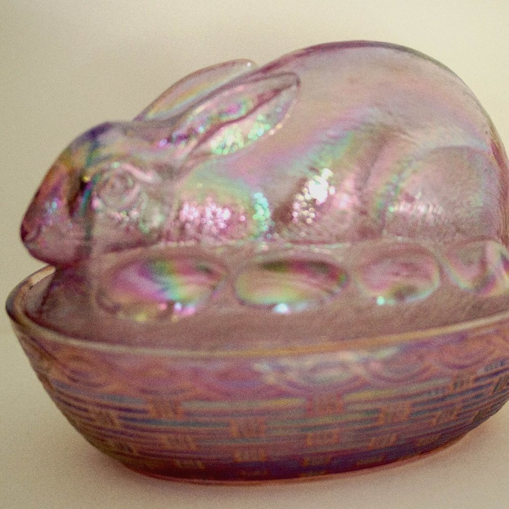Fenton Carnival Glass Bunny Dish
